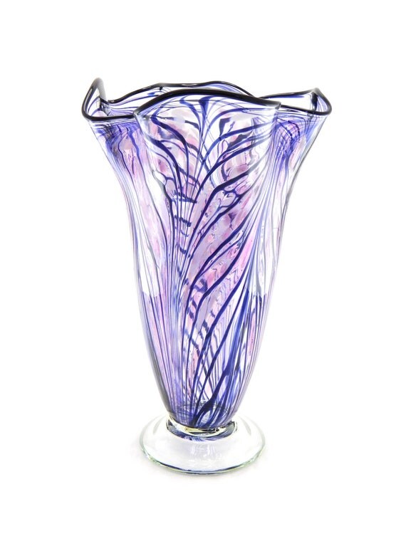 Hand Blown Art Glass Vase Amethyst Purple By Paradiseartglass