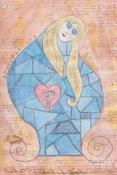 Maternity Fine Art Print, Mother & Baby Nursery Decor, Pregnancy Art, Baby Shower Gift, New Baby Art, Children's Decor - "Love Song"