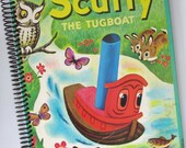 LARGE Sketchbook Journal GOLDEN Book Notebook Book Scruffy the Tugboat LARGE