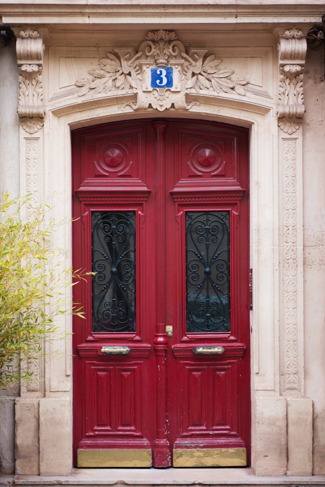 Paris Photograph - Red Door Number Three, Fine Art Photograph, Parisian Home Decor, French Wall Art