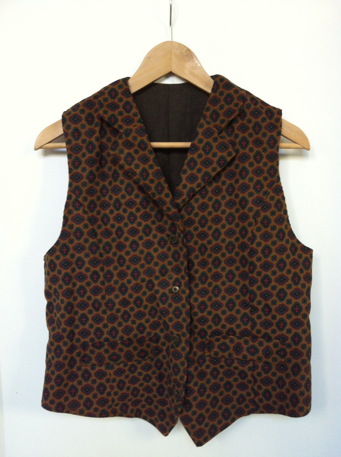 Vintage Handmade Print Corduroy Hippie Vest