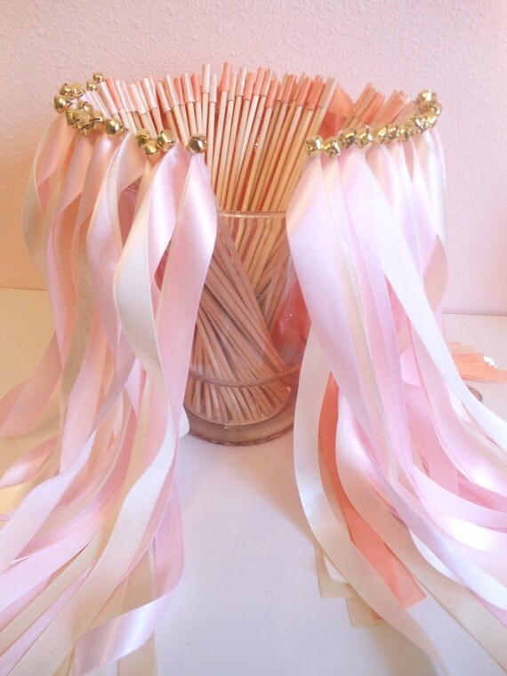 Wedding Wands - 50 double ribbon wands with bells