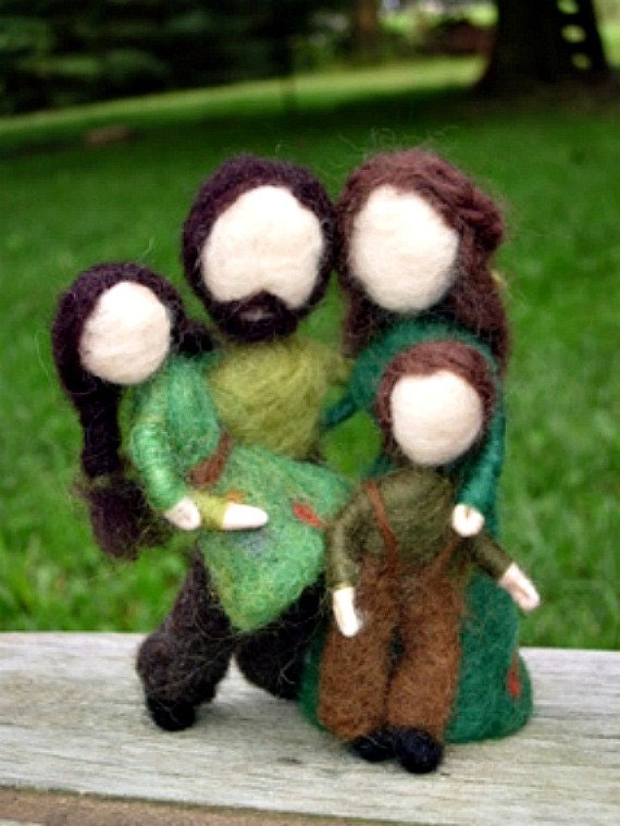 Needle Felted Family Dolls- Woodland Father, Mother, Sister, Brother-Waldorf Inspired