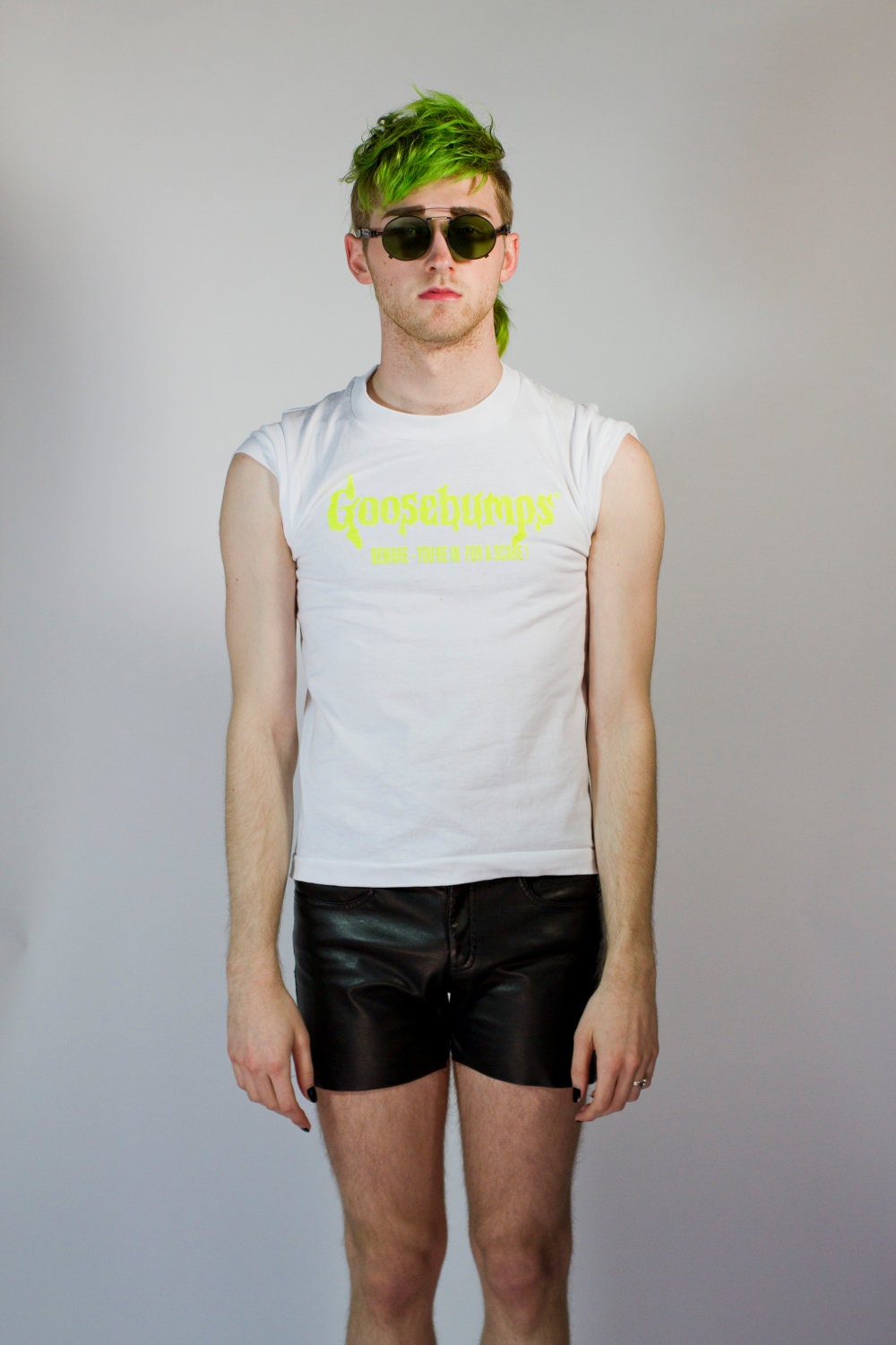 90s Goosebumps t-shirt neon yellow slime logo tee XS
