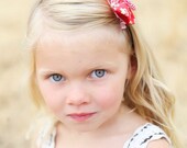 Nautical strawberry stripes 4th of July baby bow clip/headband
