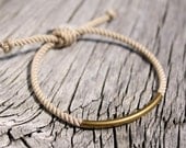 Nautical sailor's waterproof brass bracelet - The Duncan Bracelet in beige