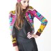 shopCMV adorable ALLEY CAT by Betsey Johnson 1970s vintage rainbow knit wool cardigan sweater