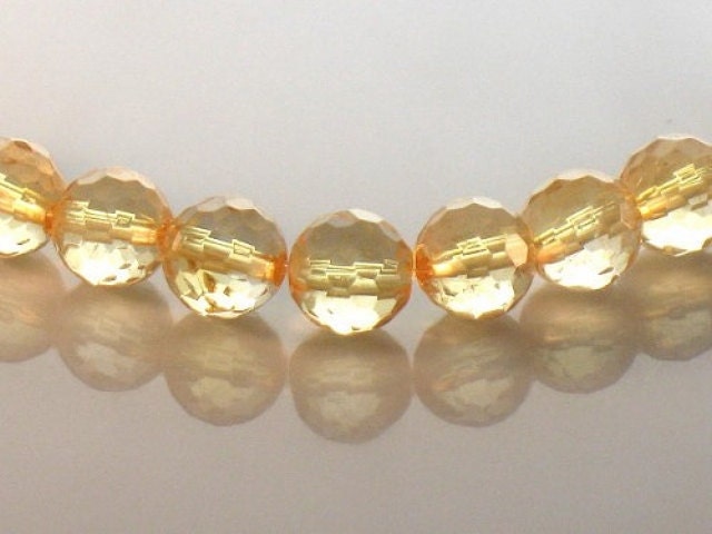 AAA Citrine Round Beads 8mm Microfaceted Golden Yellow Sparkling Gemstone For Hand Made Jewelry Design Half Strand