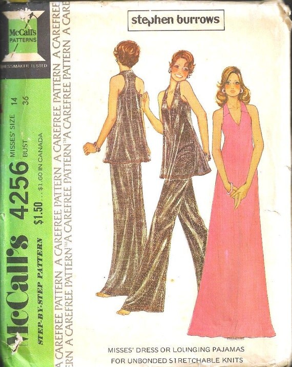 McCalls Dress/Lounging Pajamas Pattern 4256 Vintage UNCUT  size 14 FREE SHIPPING