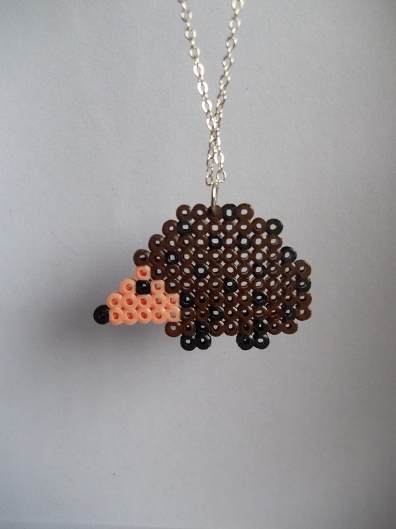 Hedgehog Mini Hama Bead Necklace With By Streetstitchandstuff