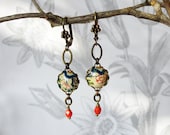 petite chinoise - tin, brass and glass earrings