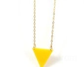 Yellow Triangle Necklace - Yellow Jewelry - Yellow Geometric Pendant Necklace - Triangle Jewelry