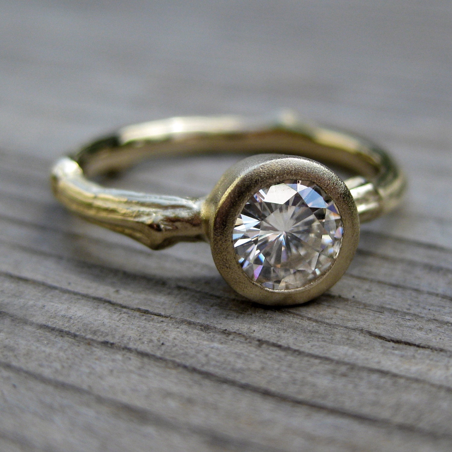 Diamond Twig Engagement Ring in Recycled Gold, Half Carat