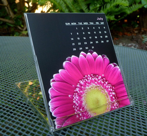 2013 Dramatic Flower Calendar Easel Desk Calendar Fine Art Nature Photography Rose, Fern, Camelia, Hostess Gift