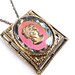 Rainbow Glass Cameo Necklace - Huge Vintage Gold Tone Costume Jewelry / Iridescent Statement