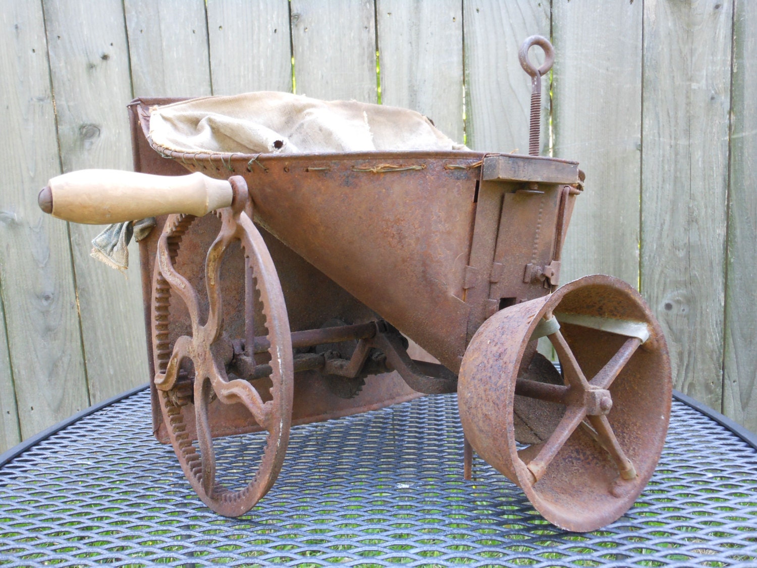 Antique Rustic Farm Seed Spreader by 2cool2toss on Etsy
