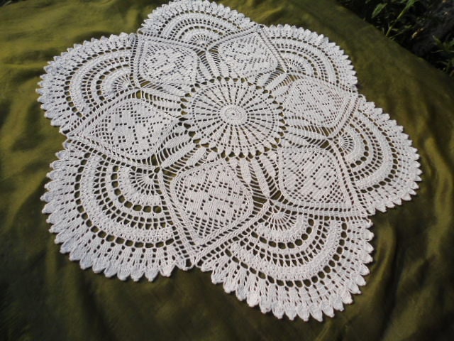 Crochet doily-  25 inches -  Large doily - White lace tablecloths