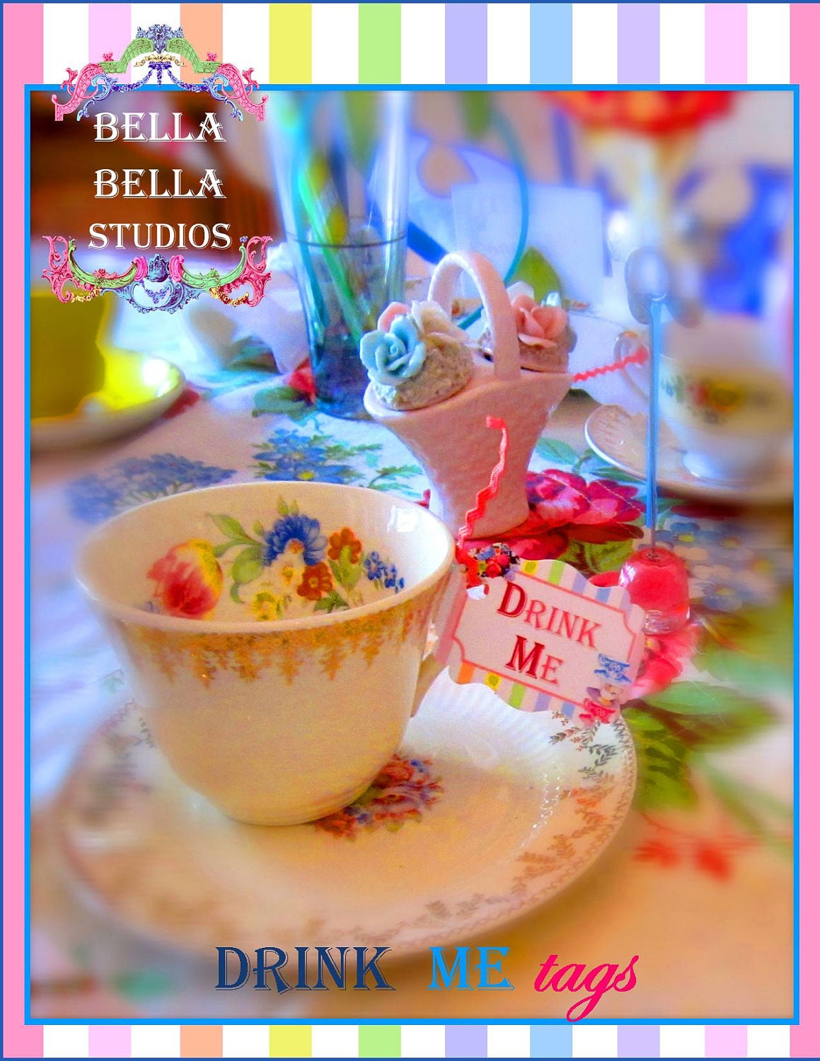 ALICE in Wonderland Inspired DRINK ME Printable Tea Party Tags - Instant Download Featured on Kara's Party Ideas Website - Instant Download Il_570xn