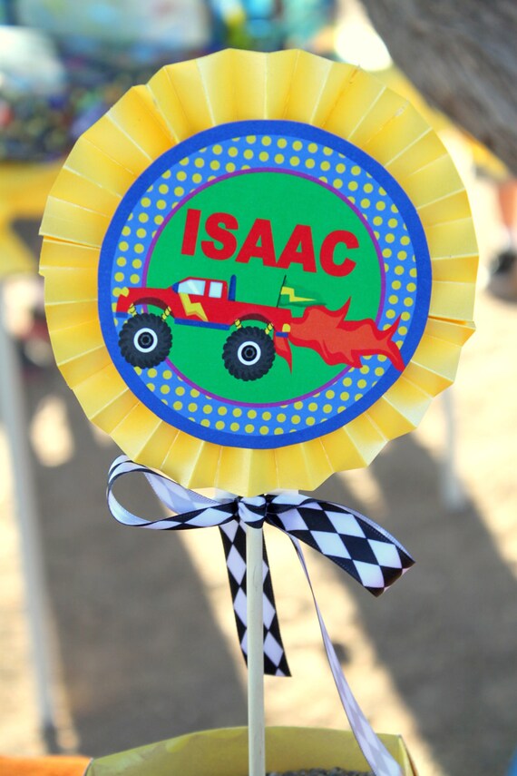MONSTER TRUCK CIRCLES- Party Circles or Party Bursts - Boys Birthday Party - Racing Party Personalized Printables - Krown Kreations Il_570xn
