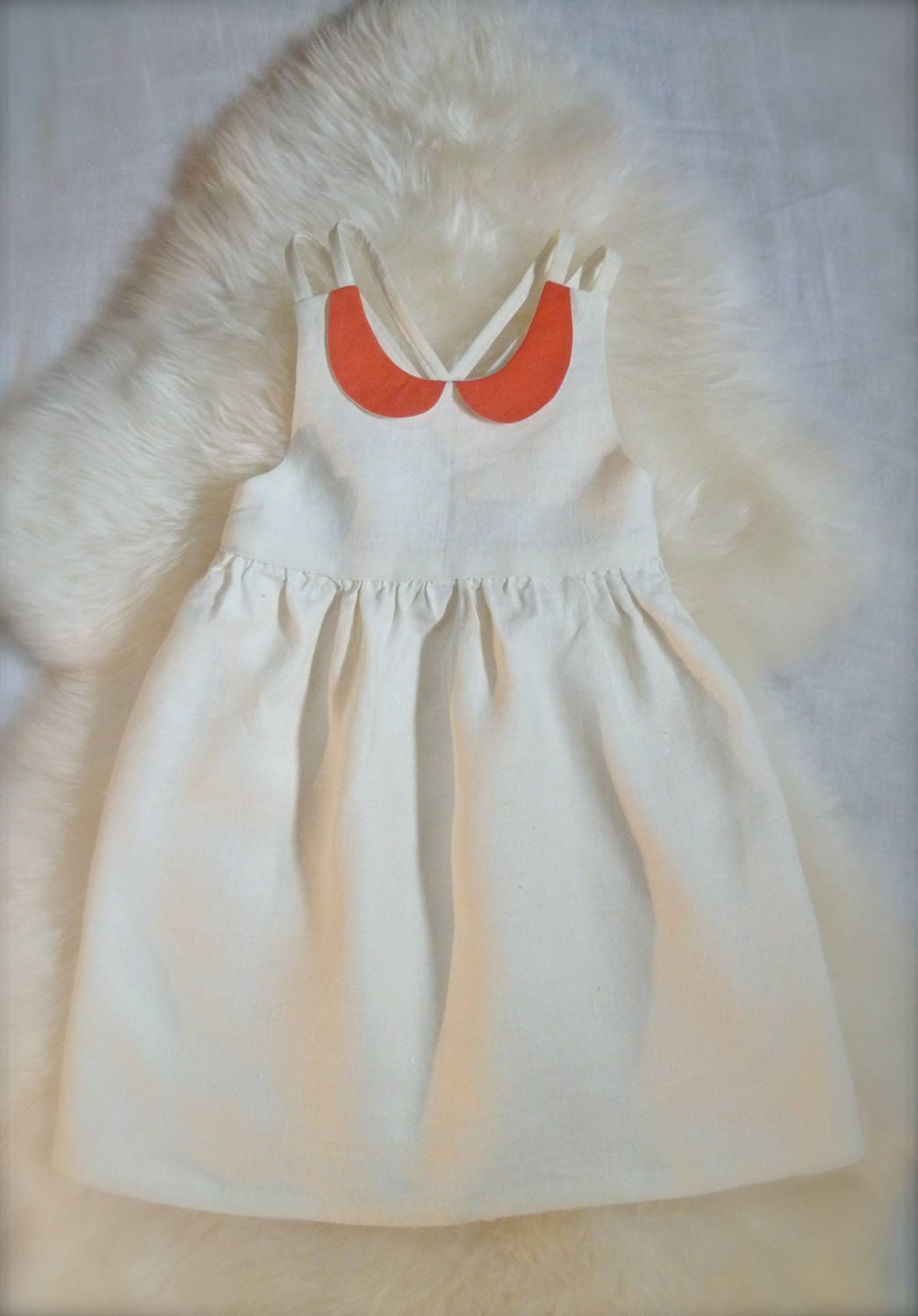 Natural Linen Dress with Peter Pan Collar