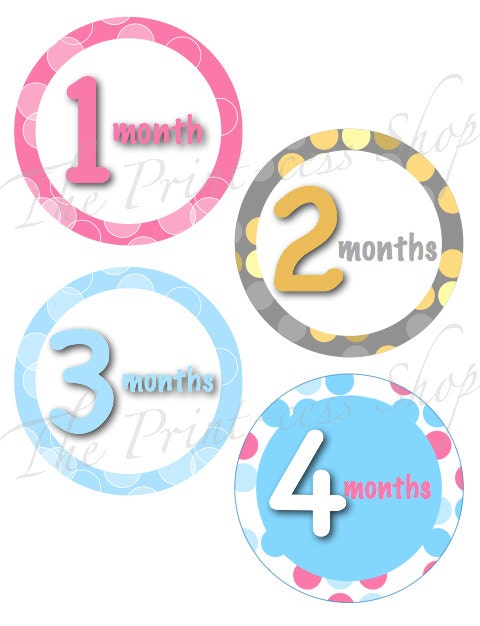 Instant Download! - Monthly Baby Milestone "Bubble" Tummy Tags in PDF Format Il_570xn
