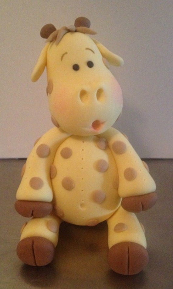 Giraffe Cake Topper edible fondant icing by CharmedCreationsCake