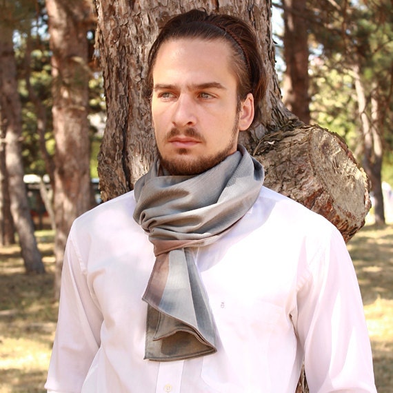 Extra long scarf - Gray brown scarf for men - gifts for husband