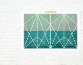 Geometric design Art nouveau ocean waves print nautical home decor turquoise great gatsby- Deco Ocean