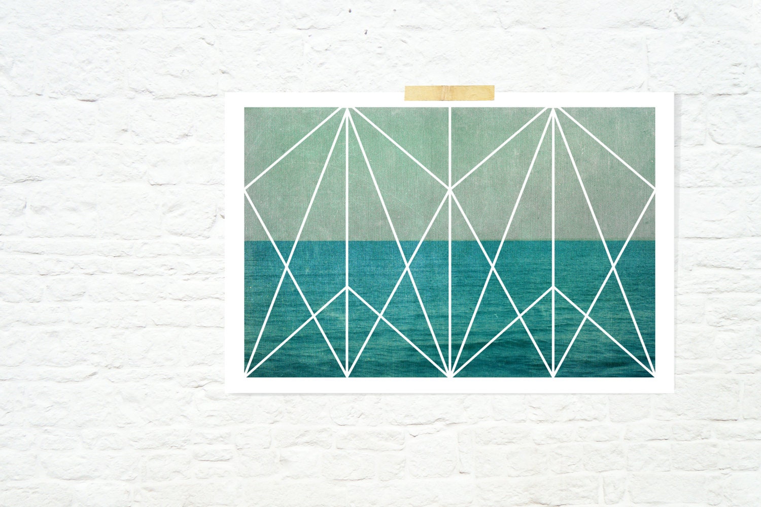 Geometric design Art nouveau ocean waves print nautical home decor turquoise great gatsby- Deco Ocean