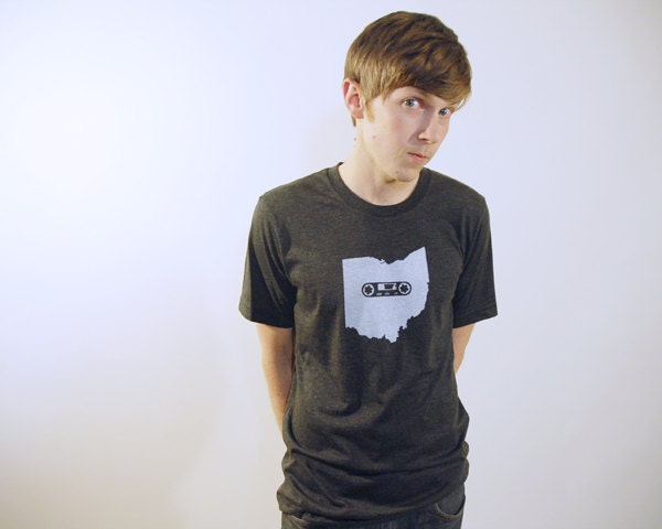Ohio Mixtape Tshirt, Screenprinted Tshirt, Triblend Charcoal Grey, Ohio Local Music