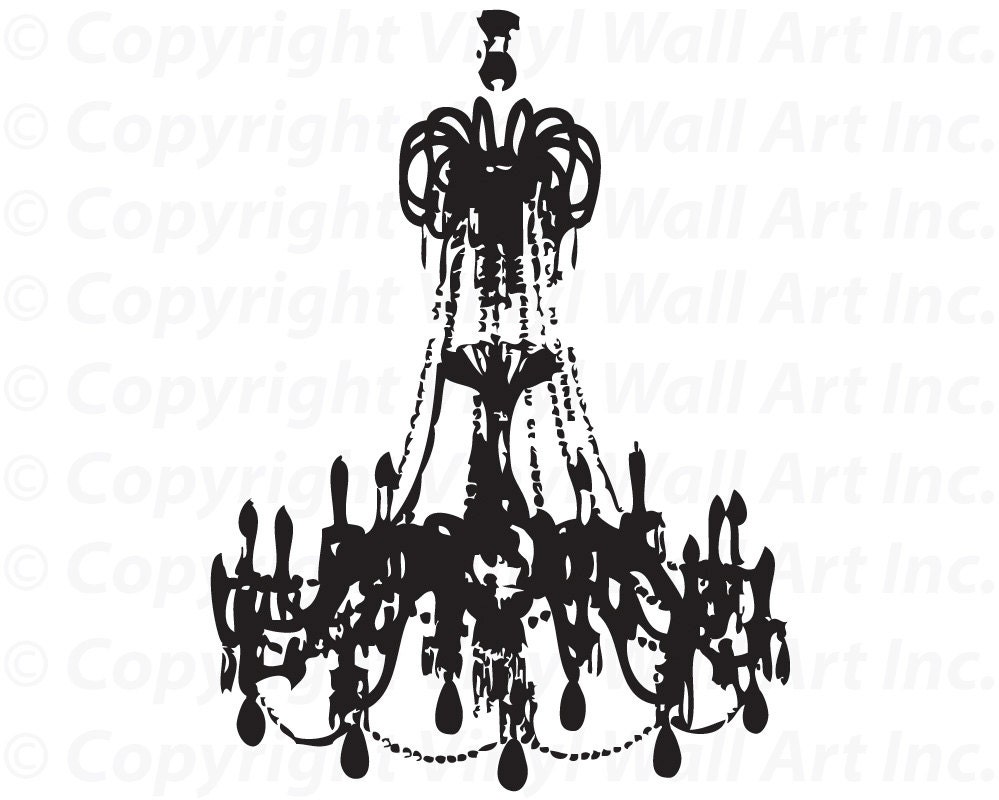 Grunge Chandelier Vinyl Wall Decal size MEDIUM - Chandelier, Chandelier Wall Decal, Chandelier Wall Art, Chandelier Decor