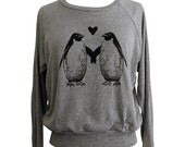 Penguin Love Raglan Sweatshirt - American Apparel SOFT vintage feel - Available in sizes S, M, L