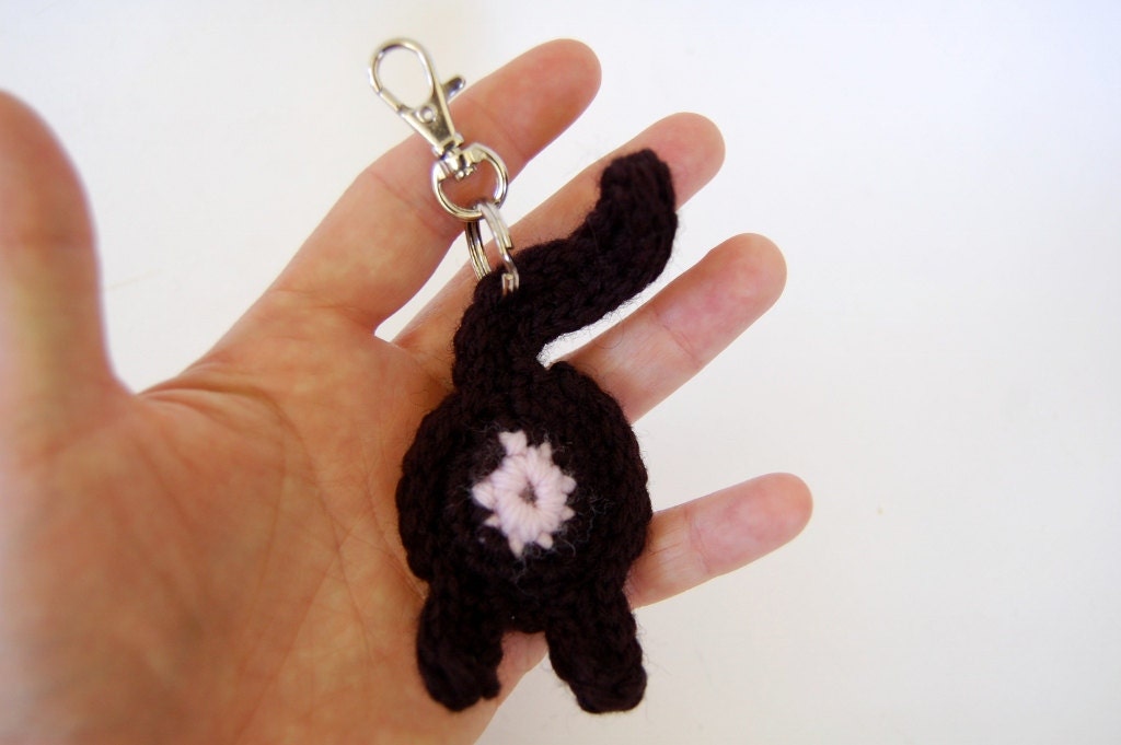 Black Cat Butt Crocheted Ornament or Keychain