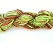 Handspun Merino Wool Yarn - Hand Dyed - Worsted/Bulky Single - Cocoa Lime Sparkle - 72 Yards