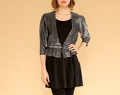 vintage 1980's STARRY SKY silver glitter peplum ruffle blouse jacket