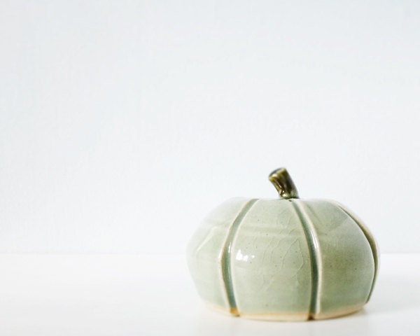 Clay pumpkin mint blue green ceramic modern Thanksgiving table home decor - thecupcakekid