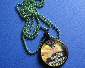 Retro Horror Movie Poster Horror Movie Necklace Bride of Frankenstein Glass Pendant with Chain
