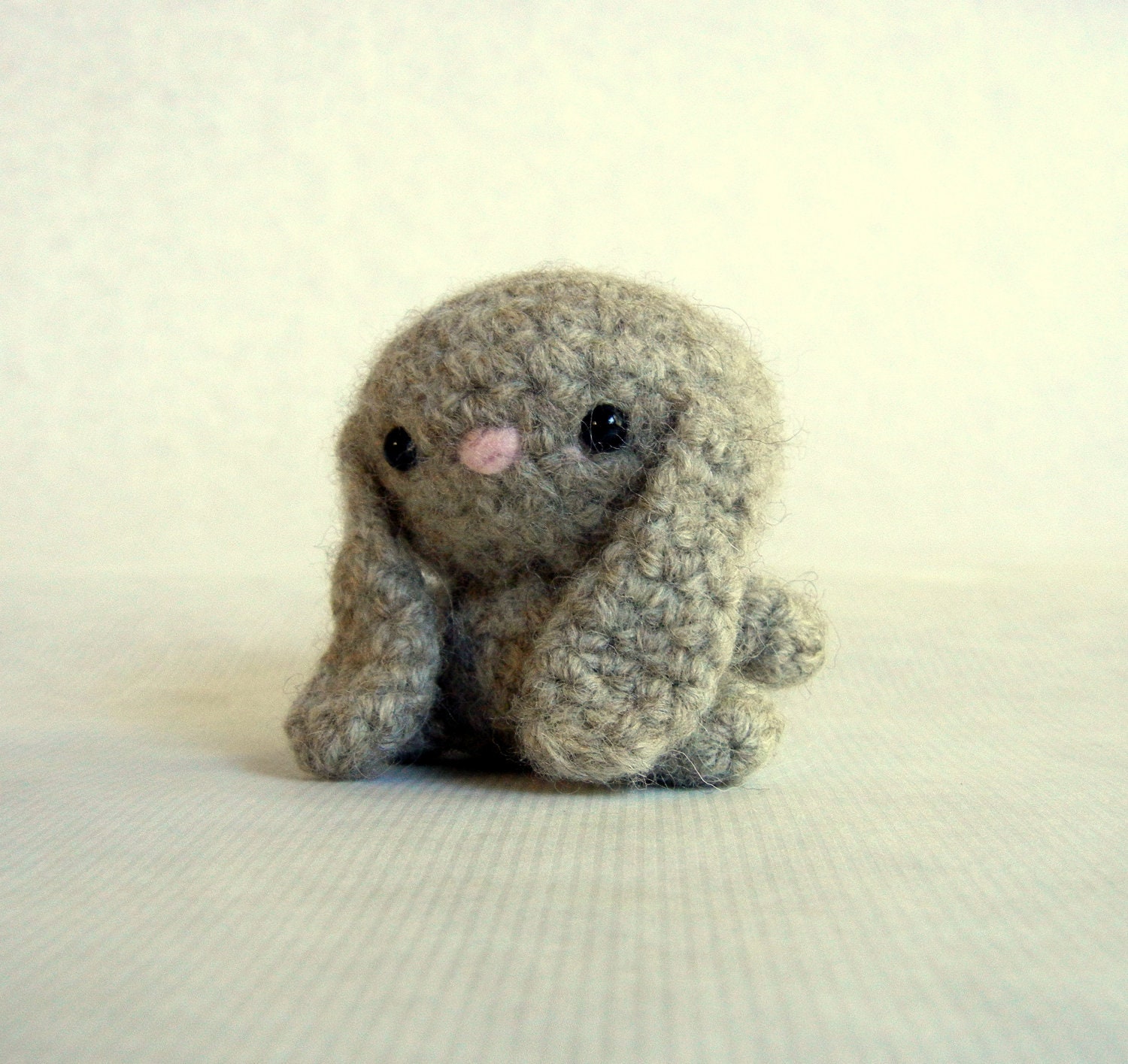 Bitty Bunny Felted Wool Crochet Toy Ecru Mini