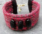 Meditation, handmade kumihimo cuff with beadwork