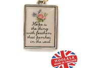 Emily Dickinson Hope Charm - Hope Is The Thing With Feathers That Perches In The Soul Charm Pendant from Hoolala