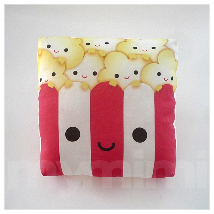 Decorative Pillow, Mini Pillow, Kawaii Print, Toy Pillow - Yummy Popcorn