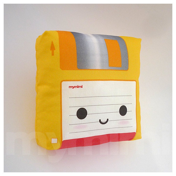 Decorative Pillow, Mini Pillow, Geekery Toy Pillow - Yellow Floppy Disk