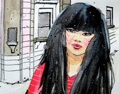 Original Watercolor Illustration - Cold Out