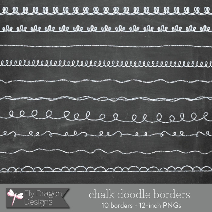 Chalk Clip Art Doodle Borders and FREE by FlyDragonDesign on Etsy