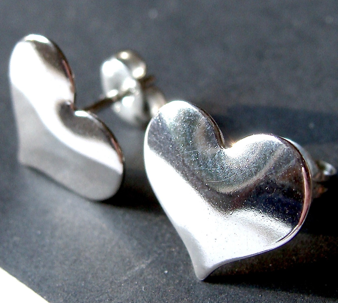 Large Heart Studs Sterling Silver Heart Post Earrings Heart Stud Earrings Valentine Jewelry Gift