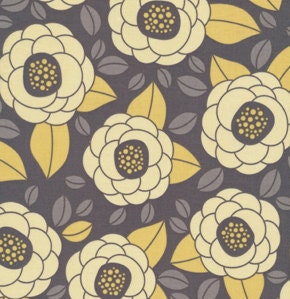 Joel Dewberry Fabric / Bloom in Granite / Aviary 2 Collection - Cotton Quilt Fabric 1 yard