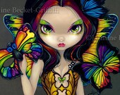 Fairy with a Butterfly Mask rainbow masquerade fairy art print by Jasmine Becket-Griffith 8x10