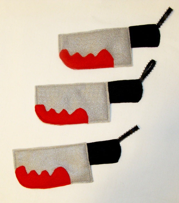 Felt Bloody Butcher Knives Ornaments - Set of 3