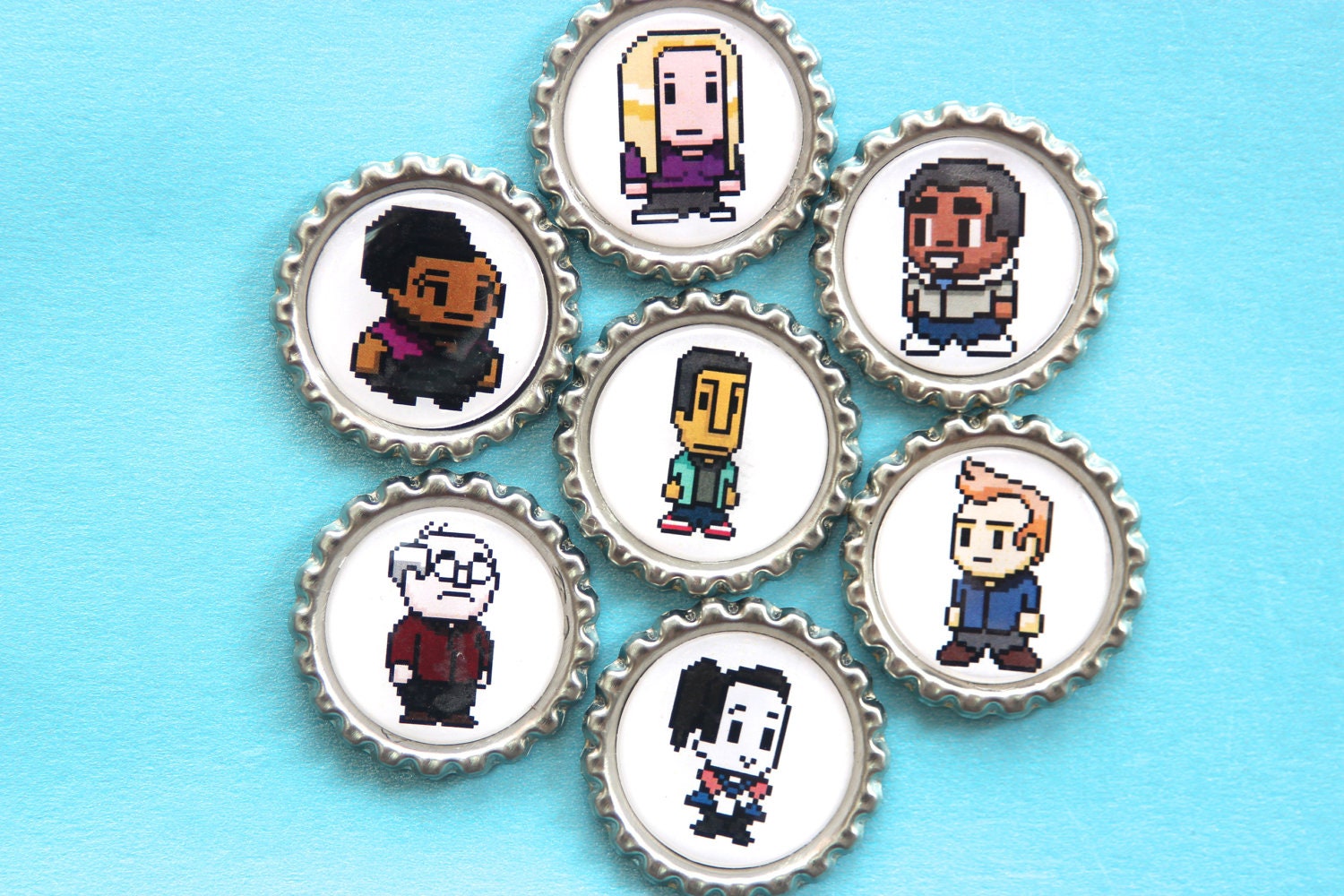 8-Bit Community Inspired Flattened Bottle Cap Magnets