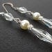 THE SKINNY swarovski crystal and pearl long bridal earrings.  Vintage style.  Sterling silver.  Long wedding earrings.
